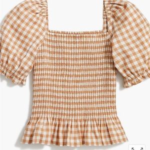 Jcrew factory NWT gingham smocked blouse